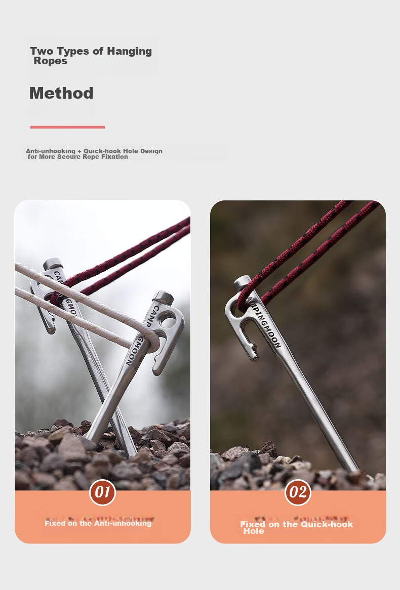 Campingmoon, Keman Tent Stake, Camping Peg, Canopy Outdoor Windproof Nail, Stainless Steel Thickened And Extended, Fixed, 20CM, Single Piece 5