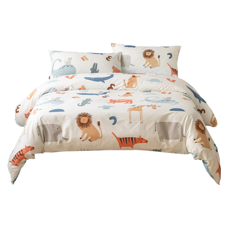 Dohia Home Textiles Pure Cotton Bedding Set of Four Pieces, Double Size Pure Cotton Duvet Cover Bed Sheet Bedding Set for 1.5m Bed, 203*229cm
