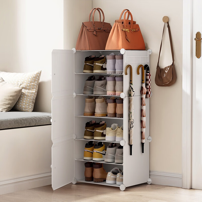 Anerya Shoe Rack, Simple And Multifunctional Entryway Organizer, Multi-Layer Storage Cabinet for Home, Dustproof, Assembly Required, Plastic, Suitable for Dormitory And Bedroom Use, 1 Column with 6 Shelves