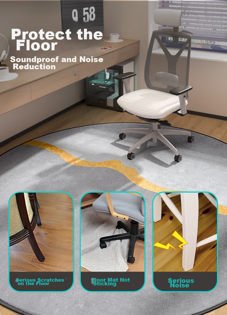 Dajiang Computer Chair Floor Mat, Gaming Room Carpet, Bedroom Soundproof Round Computer Chair Mat, Gaming Chair Floor Pad 7