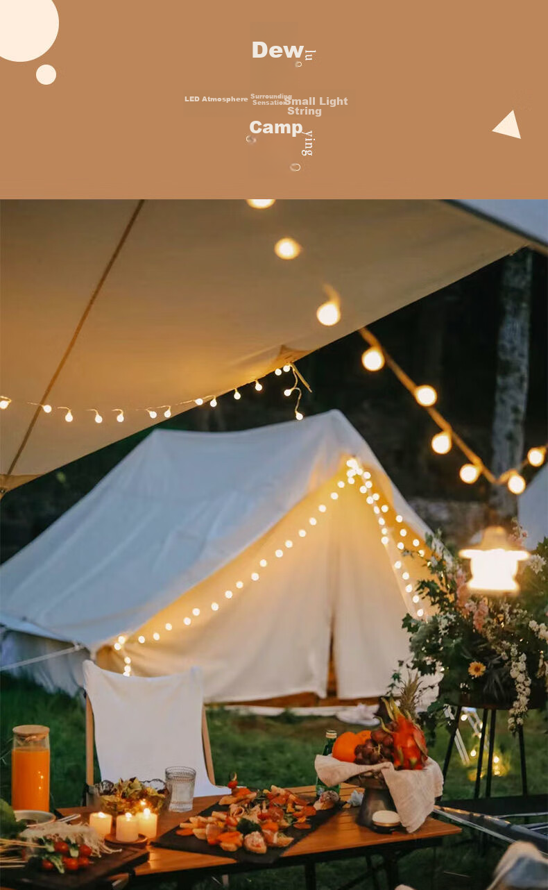 MOTIE LED String Lights for Outdoor Camping, Colorful Flashing Lights for Canopy Tent Decoration, 10 Meters Long with 80 Lights, USB And Battery Powered Options Available 1