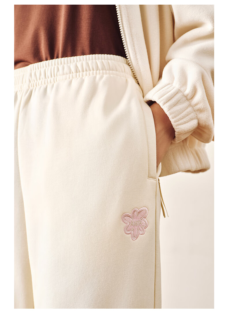 ANTA Snow Owl Fleece-Lined Knit Jogger Pants Women's Winter Casual Warm Trousers College Sports Pants 26