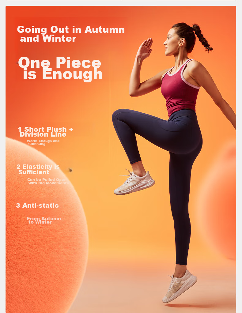 VFU Meowmeow Fleece Yoga Pants for Women, High-Waisted Butt-Lifting Sports Pants, Autumn And Winter Warm Fleece-Lined Fitness Pants, Plum Purple, Size L 12