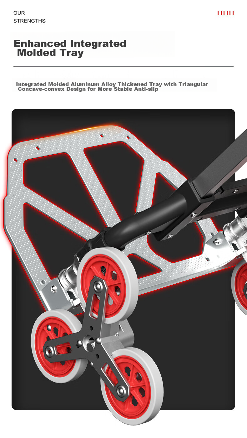DU PONT Nai'an Series Folding Grocery Cart with Handle, Portable Luggage Trolley for Stairs, Moving, And Hauling 5