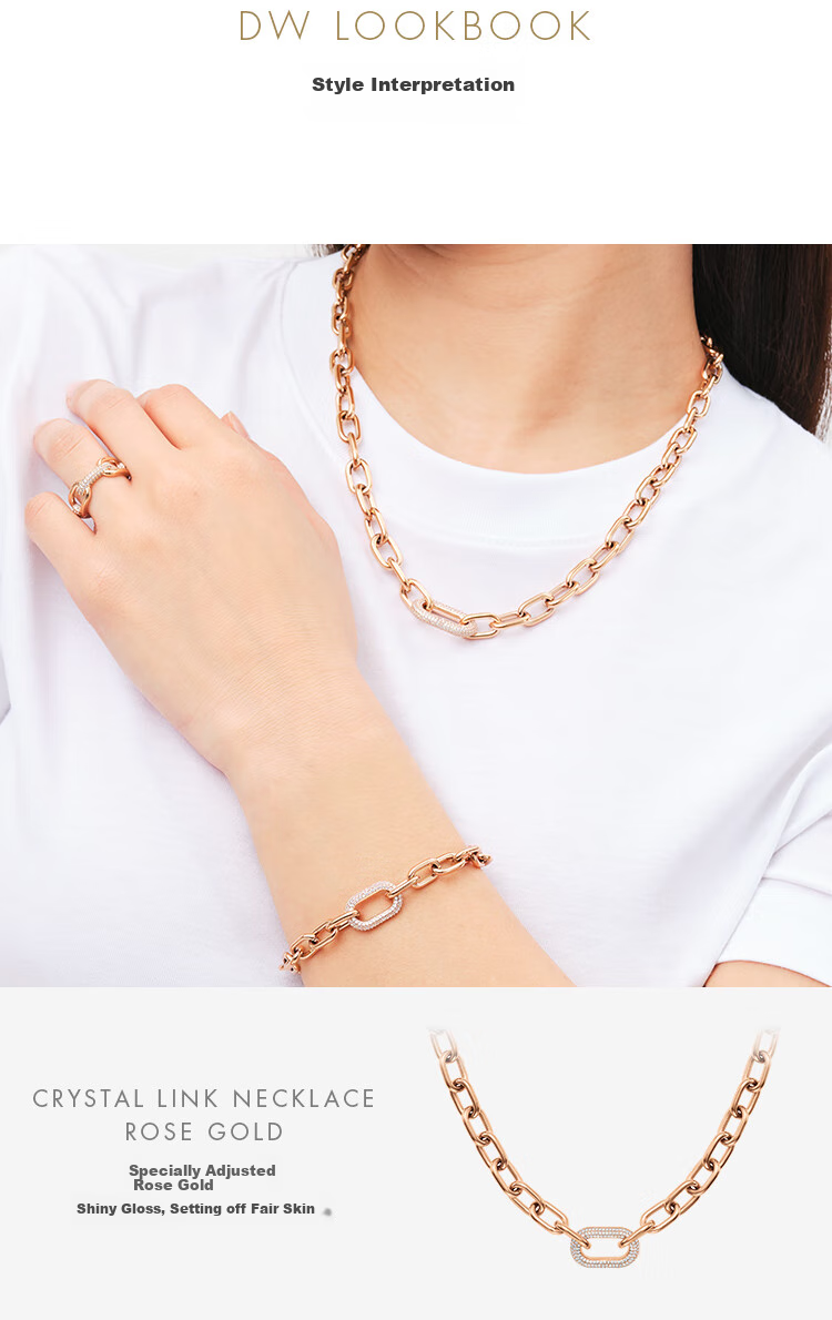DanielWellington DW Necklace for Women, Starry Rose Gold Shining Zirconium Collarbone Chain DW571 Birthday Gift for Girls 9