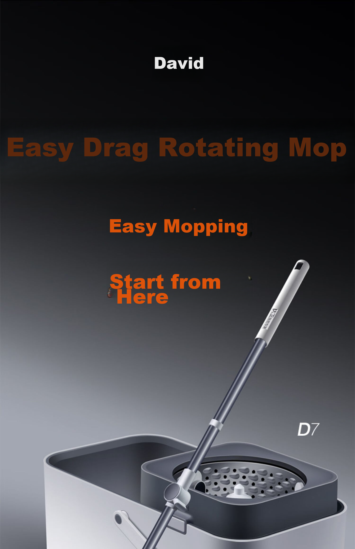Dawei Rotating Mop with 40cm Extendable Handle 99-127cm, 4 Thick Mop Heads, D7 One-Touch Detachable Head Replacement 1