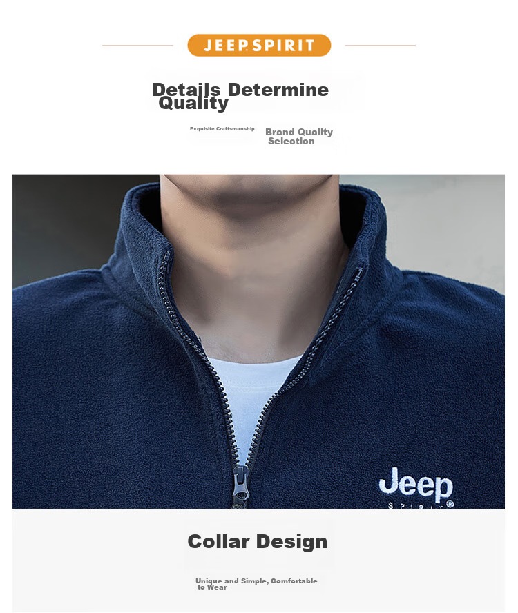 JEEP SPIRIT Men's Jacket, Zip-Up Sweatshirt, Men's Clothing for Autumn, Casual Loose Trendy Fleece Top for Me 7
