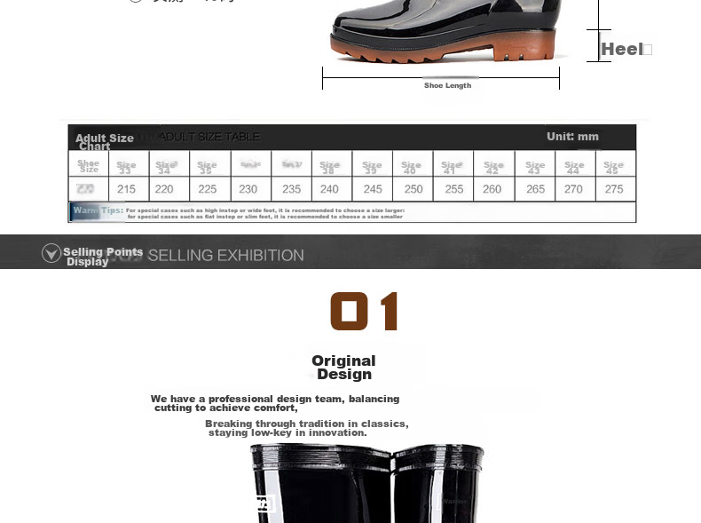 Warrior Men's Mid-High Rain Boots, Adult Waterproof Shoes, Kitchen Shoes, Rubber Boots, Overshoes, 8857 Black, Size 41 7