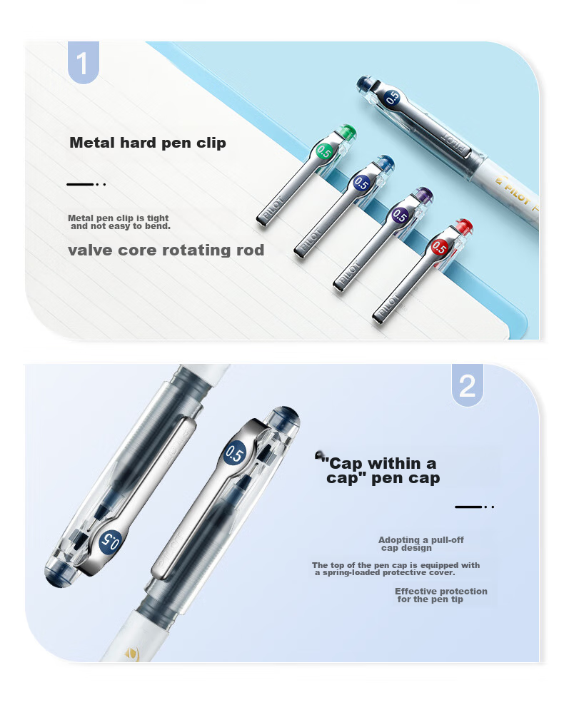 PILOT P500 Gold Label Blue Gel Pen, 0.5mm, Signature Pen, Business Direct Liquid Rollerball Pen, Student Exam Writing Pen, High-Quality Office Stationery, 1 Piece 10