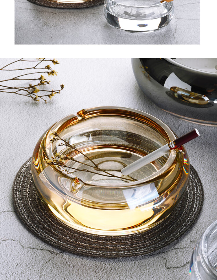 Gongxun Metal Stainless Steel Ashtray for Home Living Room Creative Coffee Table Decorative Ornament, Matte Black 8cm 5