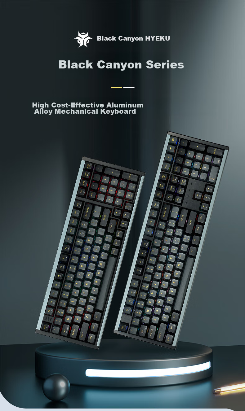 Hyeku I3 87-Key Wired Customizable Keyboard Gaming Hot-Swappable Aluminum Alloy Frame PBT Keycaps RGB Detachable Cable Night Black Kailh Danxia Fast Switch 1