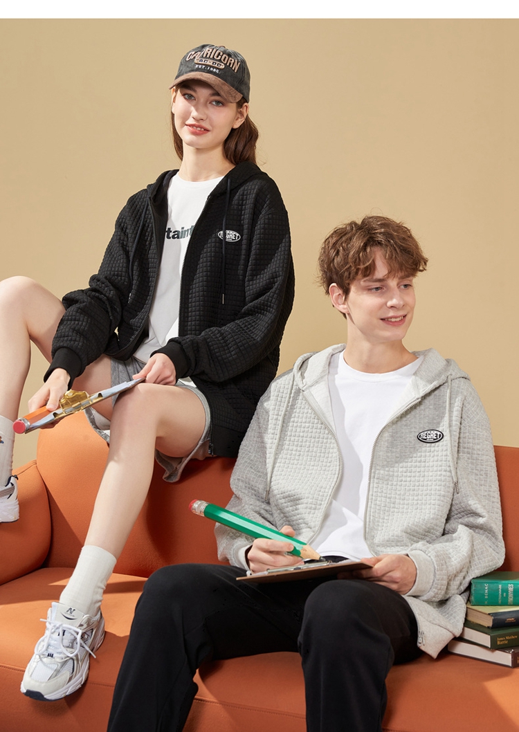 TonLion 2022 Couple's Jacket, Corn Pattern Hooded Coat, Casual Couple's Outerwear, 627130034001, Light Heather Gray, L 7