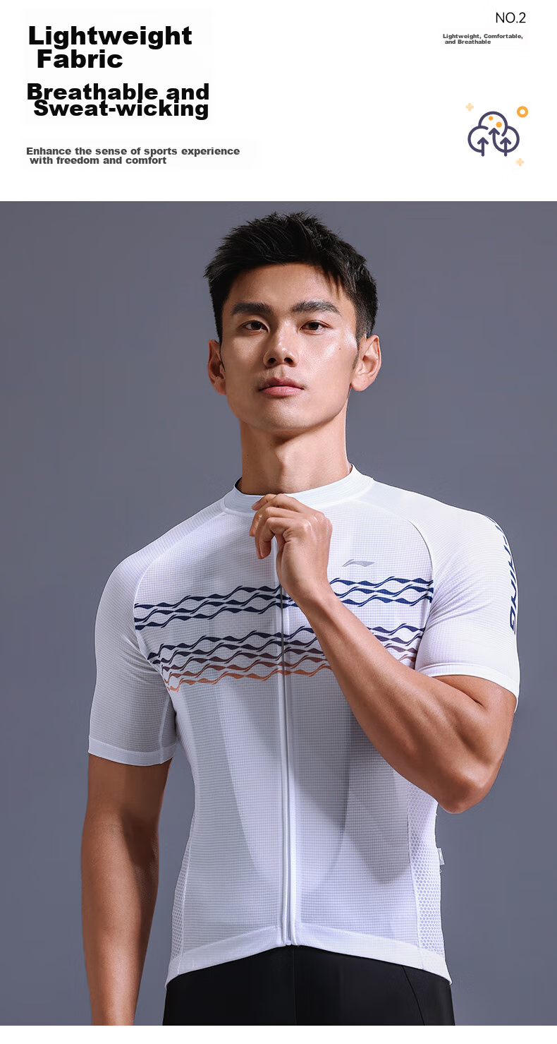 Li-Ning Bicycle Cycling Jersey for Men, Short-Sleeve Top, Spring And Summer Quick-Dry Breathable Sweat-Wicking, for Road Bikes And Mountain Bikes, Cycling Wear 5