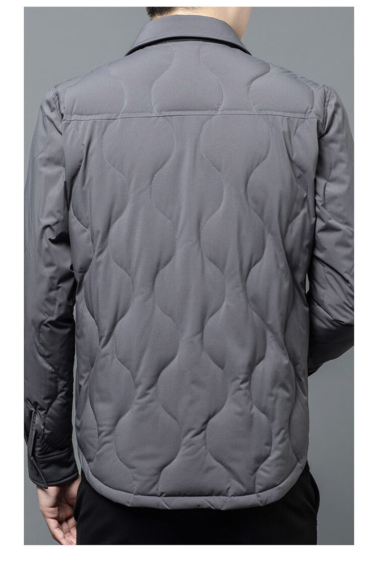Edenbo Autumn Winter Men's Down Jacket Turn-down Collar Workwear Casual Warm Coat Dark Gray 1175/92A (L) 8