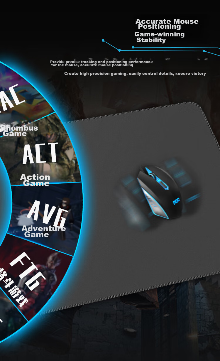 AOC Full-Property Series Gaming Mouse Pad, Extra Large 1000*400*3mm, Thickened with Locked Edges, Office Keyboard Computer Desk Pad M351/93 Dark Gray 3