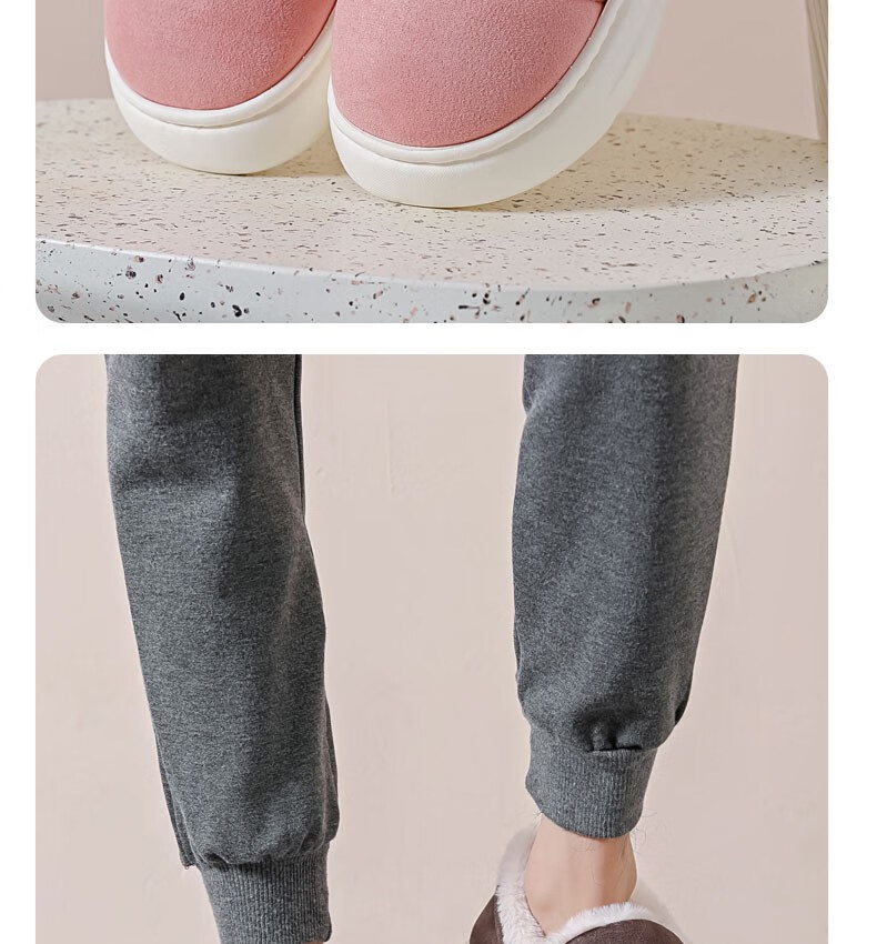 Huili Cotton Slippers with Cotton Lining, Warm And Thick, Suitable for Indoor And Outdoor Wear, Non-Slip, HL0795, Pink, Size 38-39 26