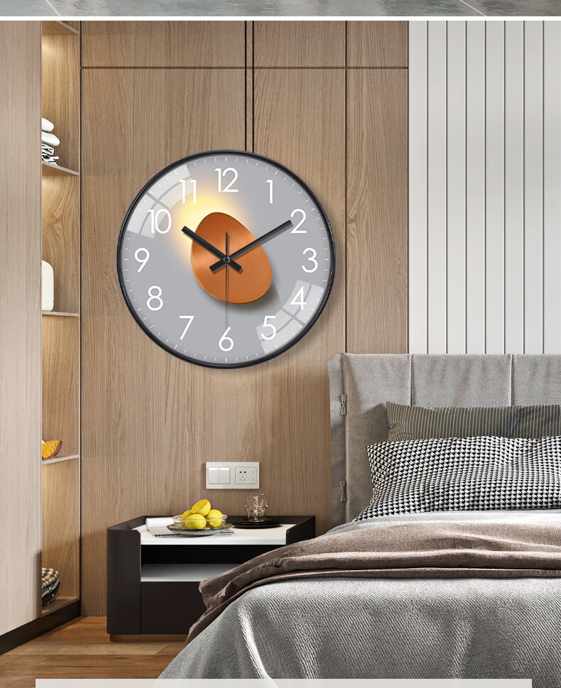Pengchuang Radio-Controlled Clock with Automatic Time Synchronization, Modern Light And Shadow Art Living Room Wall Clock, Home Quartz Simple Luxury Wall Clock 6