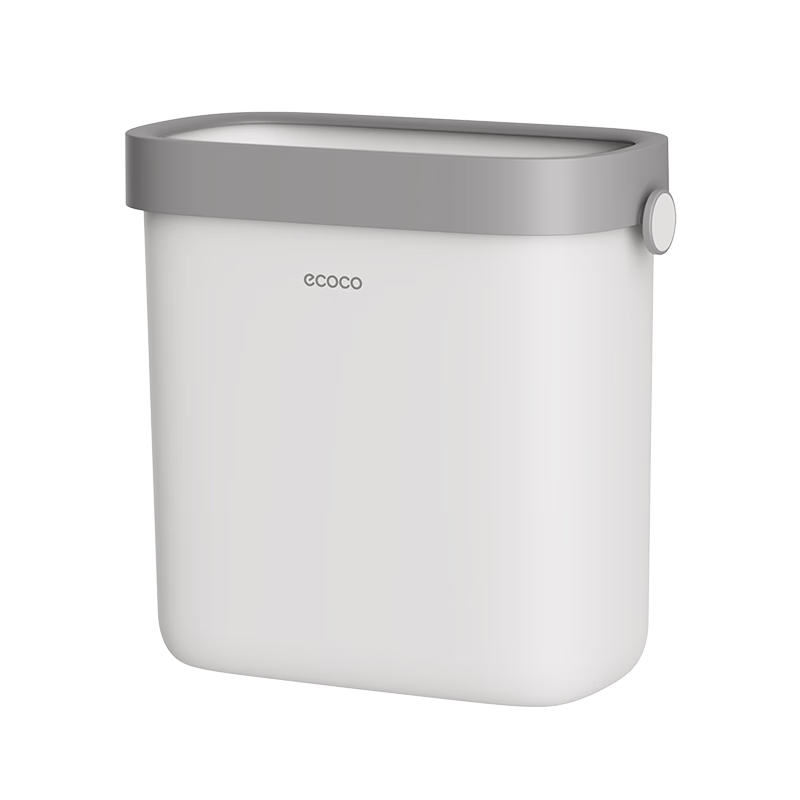Ecoco Bathroom Wall-Mounted Bucket, 11L Capacity, for Home Use, Specially Designed for Bathrooms And Kitchens, Wall-Hanging Garbage Bin, E24219 White