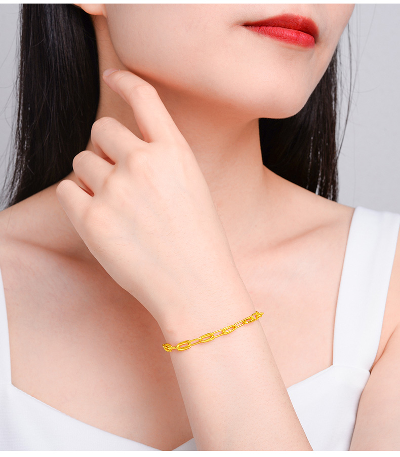 萃华金店黄金手链环环相扣足金女链约699克