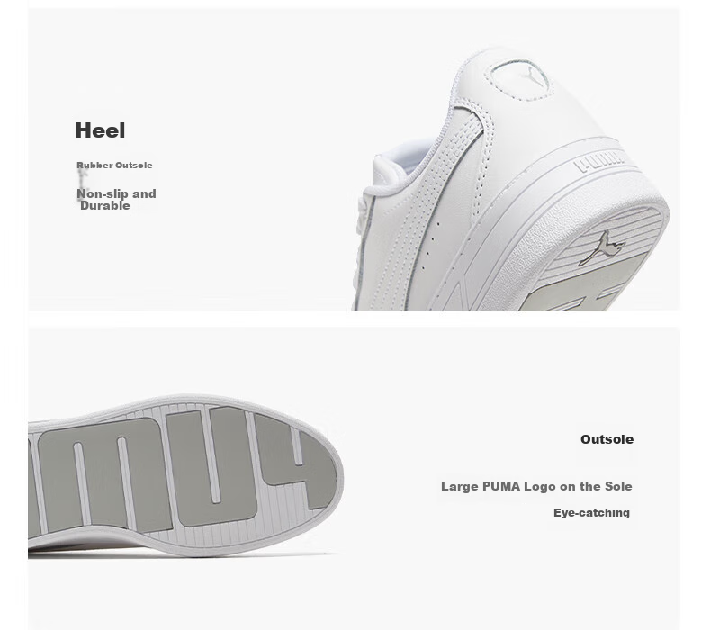 PUMA White Sneakers, Platform Tennis Shoes for Women, Sports Casual Shoes SKYE 374764, Size 38.5 6