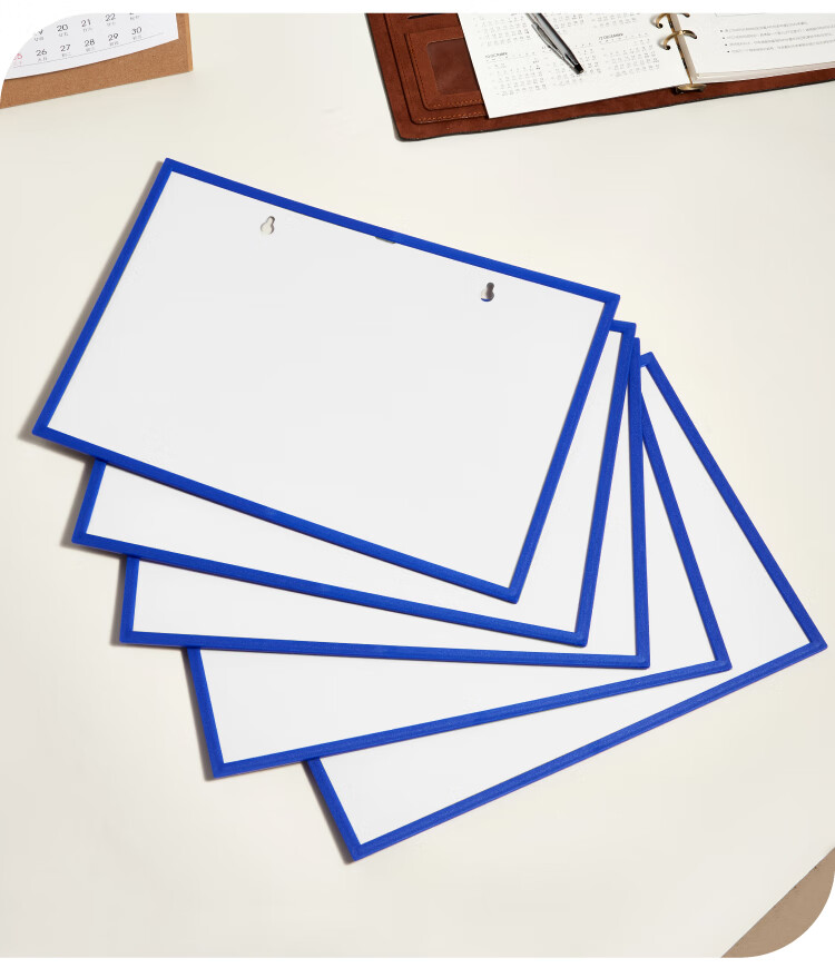 DSB (Dishibi) Card Kashi A4 Magnetic File Holder, Hard Plastic Cover, Magnetic Card Sleeve, Wall-Mounted Magnetic Display, Warehouse Identification Plate, Blue, 5-Pack (With Magnetic, Hanging Holes) 17