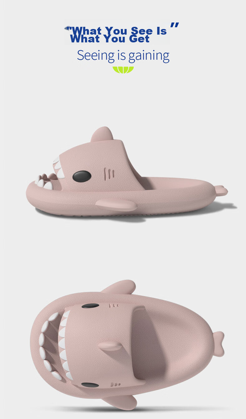Chikoku First Generation Shark Slippers for Men, Summer Home Bathroom Thick-Soled Non-Slip Couple Slippers for Women, Summer Outdoor Wear 10