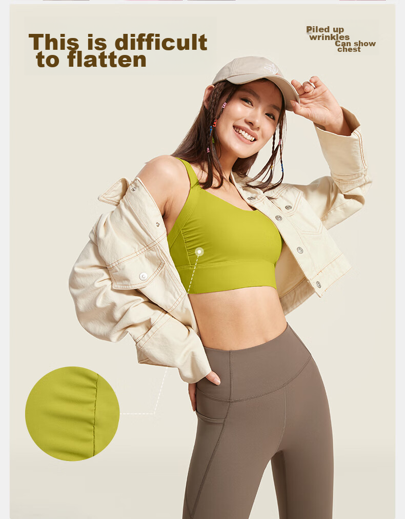 VFU Kitten Ear High-Intensity Sports Bra, Shock-Absorbing, Breathable, Beautiful Back Design, Suitable for Outdoor Wear, Sports Vest, Wutong Color, Size S 7