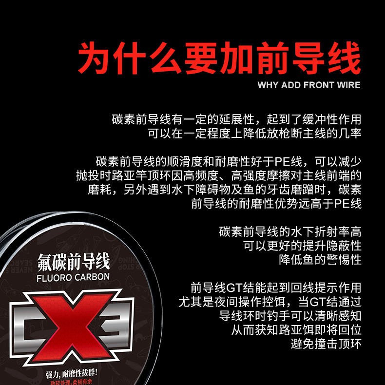 Guowangliya Fishing Line, Carbon Fiber Leader Line, Carbon Thread, 50 Meters, Wear-Resistant, Anti-Bite Sea Fishing Line, Size 3/50 Meters 5