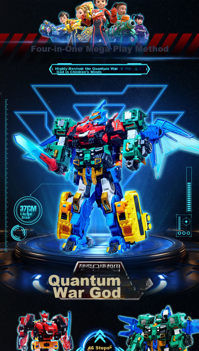 AULDEY Quantum Team Transforming Robot Flash Change Combination Mecha Glory War God Children's Toy, Birthday Gift for Boys 8