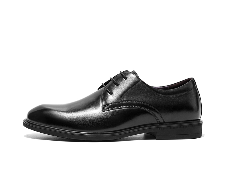 Aokang Men's Comfortable Business Dress Shoes Round Toe Waxed Lace-Up Simple Office Shoes Black Size 38 12