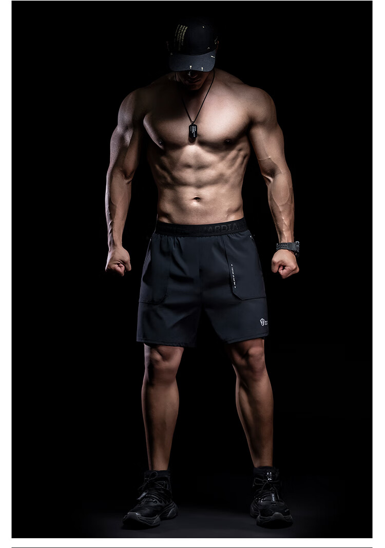 Monster Guardians Men's Sports Shorts with Double-Sided Lining for Summer, Marathon, Basketball, Outdoor Quick-Dry Athletic Pants, Black, Size L 7