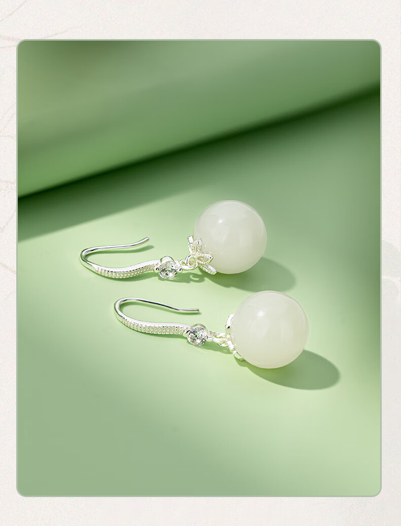 Qlady Sterling Silver Hetian Jade Earrings for Women, Elegant And High-End, New 2025 Jade Stone Earrings And Studs, Mother's Birthday Gift 9
