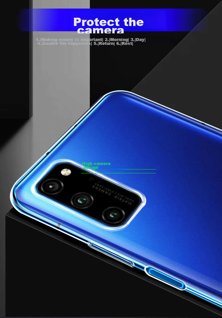 Freeson Phone Case for Honor V30 Pro, Slim Full Protection Shockproof Clear TPU Soft Shell (With Lanyard), Transparent 7