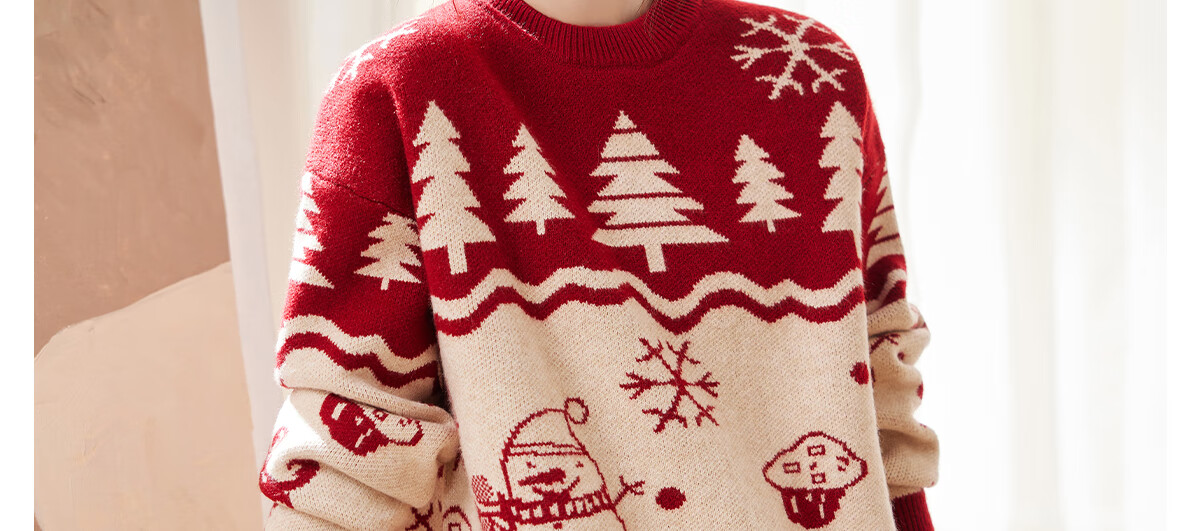 PinCai Knitted Sweater for Women, Round Neck, Retro And Gentle, Suitable for Outdoor Wear, Christmas Style, Lazy And Soft Knit Sweater P144Z9008 27