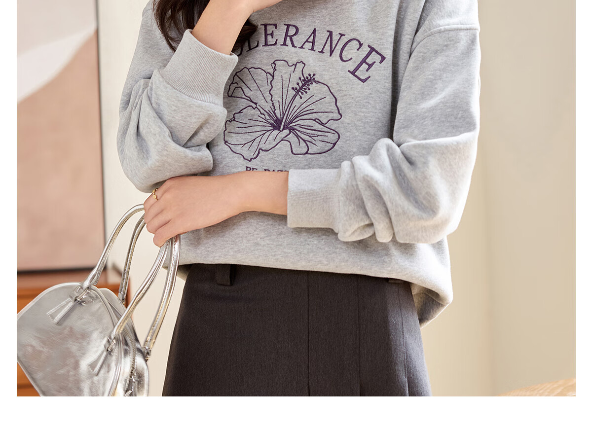 PinCai Elegant Floral Print Crewneck Sweatshirt Casual Versatile Outerwear P143W1008 47