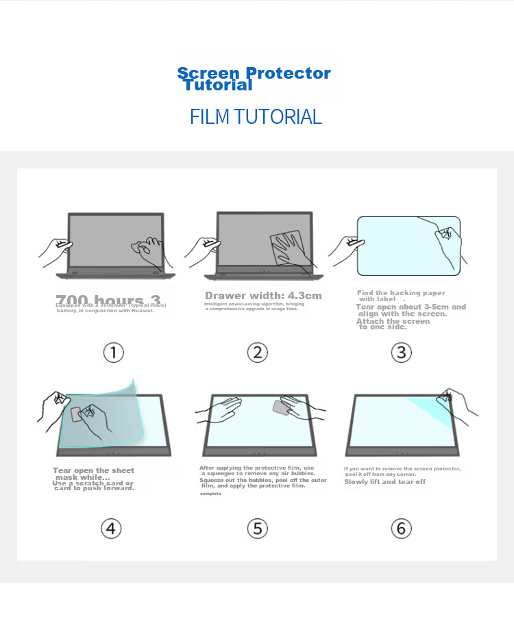 JPLAYER Laptop Screen Protector + Keyboard Cover, 13.3-Inch 16:9 Universal HD Transparent LCD Protective Film Set, Suitable for Lenovo, ASUS, Dell ThinkPad 12
