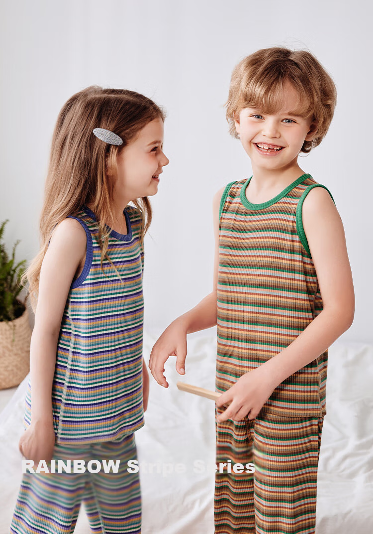 Junejunior [Under Babylove Brand], Children's Tank Top, Summer Thin Style, Boys And Girls Modal Home Sleeveless Vest, Camisole 3