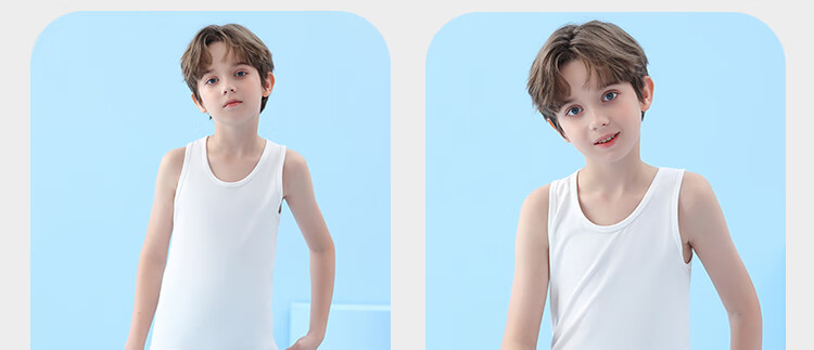 LangSha Children's Tank Top, Boys' Summer Thin Cotton Plain Color Baby T-Shirt, Student Undershirt Vest, White, Size 170 14
