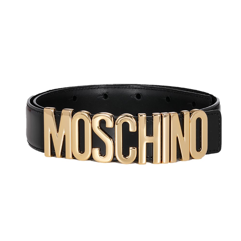 moschino 莫斯奇诺 黑色金属logo腰带 7 a8012 8007 0555 38 女款
