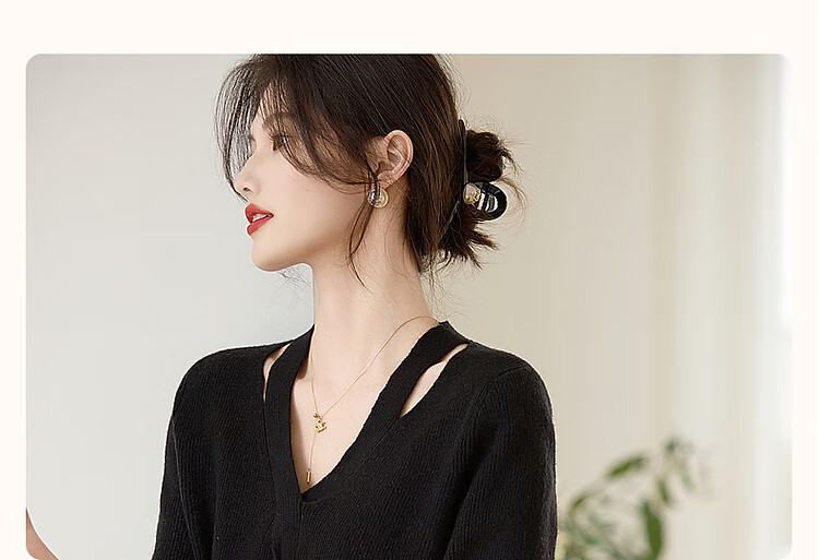 Dme Elegant Petite Woman Spring Autumn Sexy Hollow Out Cable Knit V-Neck Slim Yarn Sweater Top for Women 3