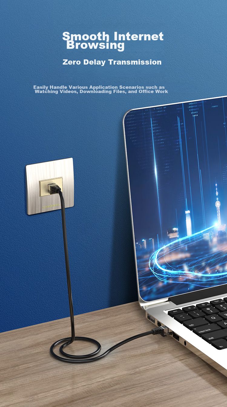 CHOOSEAL Cat7 Pure Copper Ethernet Cable, Cat7 Double-Shielded 8-Core Twisted Pair, Engineering-Grade 10 Gigabit Network Cable, Broadband Computer Gaming Network Patch Cord, 1 Meter, QJ7101BK 6