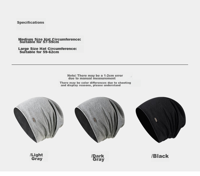 CACUSS Women's Postpartum Hat, Spring And Autumn Cotton Sleep Cap, Thin Head Wrap, Slouchy Hoodie, Cold Weather Cap, Black Medium 19
