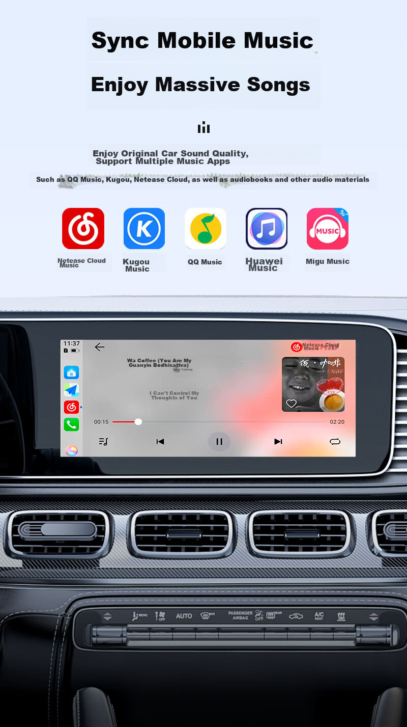 JunYong Compatible Huawei HiCar Support Mercedes Volkswagen Honda Audi CarPlay In-Car Connectivity Box MC3 Pro 15