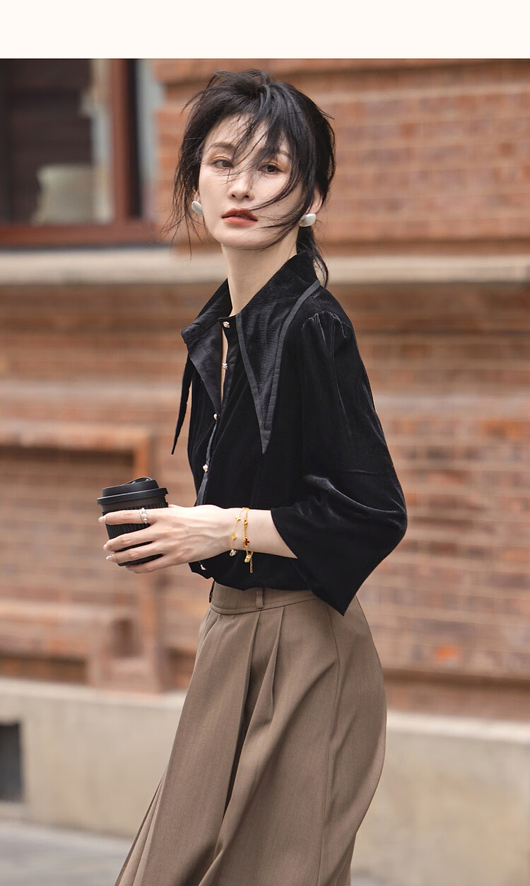 Dme [Japanese-Style Fragrance] Spring And Autumn Elegant High-Quality Lapel Shirt, Single-Breasted Long-Sleeve Lady's Blouse, Women's Top 12