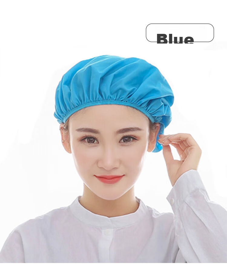 Pinzhide PTH020 Women's Work Cap, Dust-Proof Breathable Hooded Elastic Hygienic Kitchen Chef Hat for Factory Workshop, Washable Cotton, White, 2-Pack 12