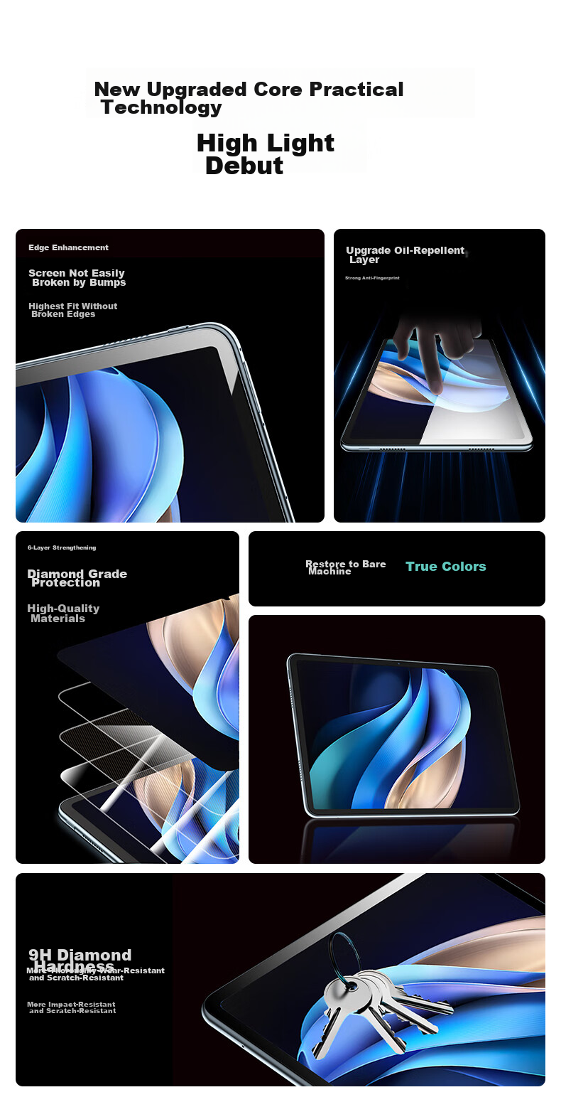 CangHua Tempered Glass Screen Protector for Vivo Pad5Pro/3Pro, 13-Inch IQOO Pad5Pro/2Pro Tablet Tempered Glass Film, Full Screen Coverage Protective Film for Vivo Computer 3