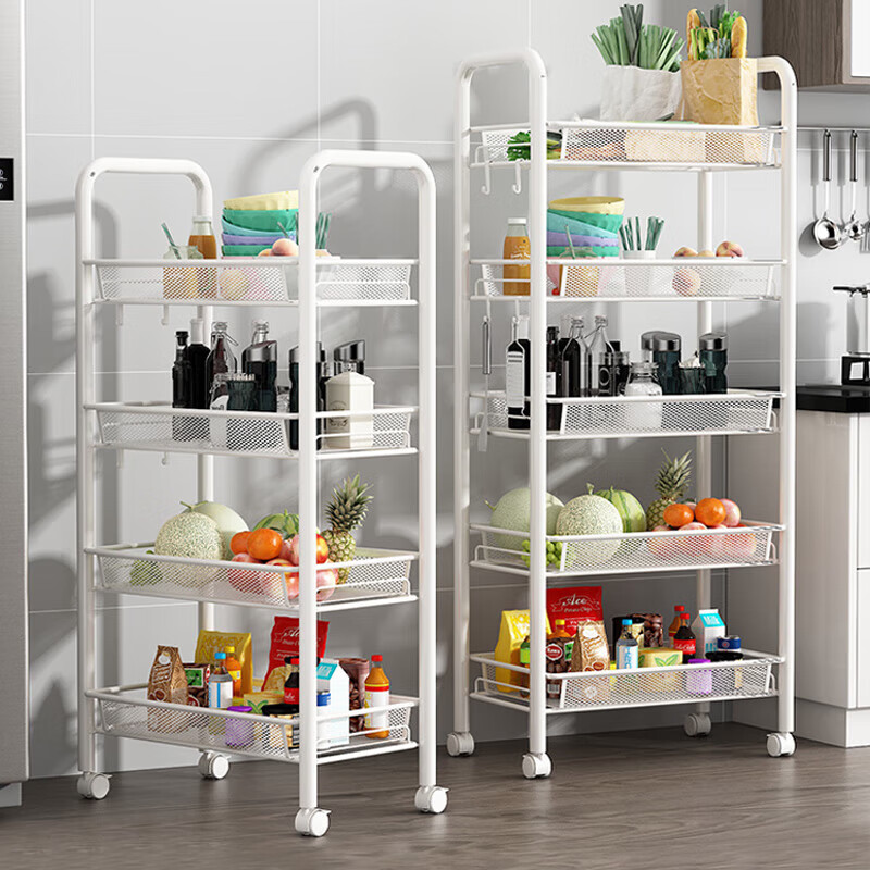 Anerya Storage Rack, Kitchen Cart Organizer with Wheels, Bathroom Tidy Shelf, Simple Multi-Layer White 3-Tier Unit
