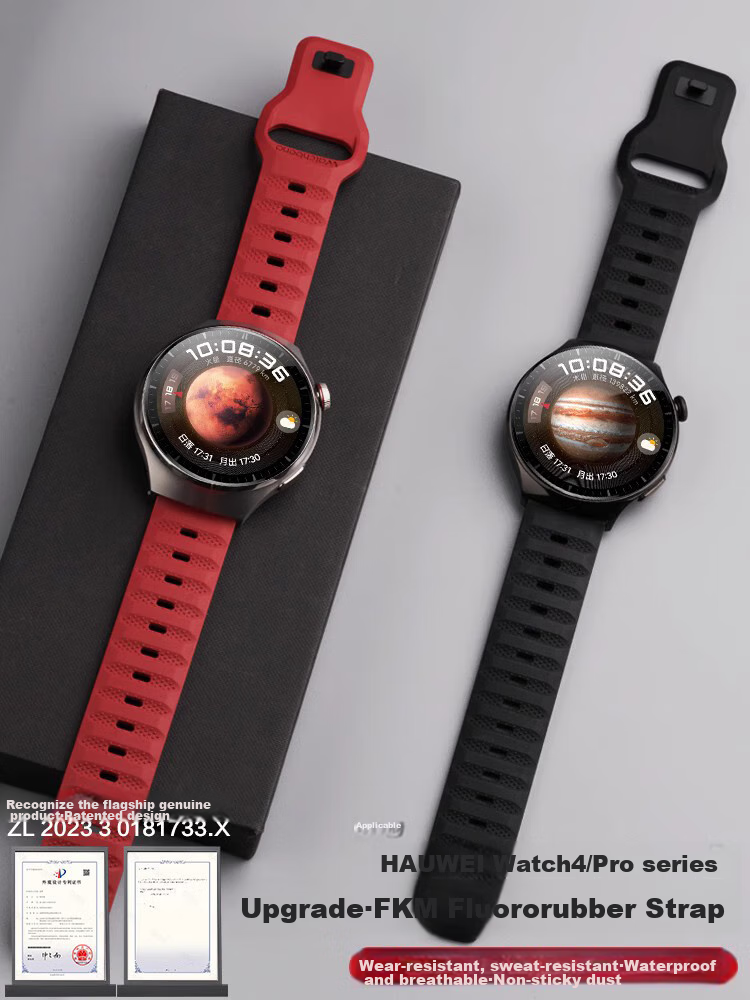 Watchbond Compatible with Huawei Watch 6/6 Pro/5/GT7 Pro/6 Pro Strap, GT7/6/5/4 Men's FKM Fluoroelastomer Watch 4 Pro Business Style 46mm Wristband 3