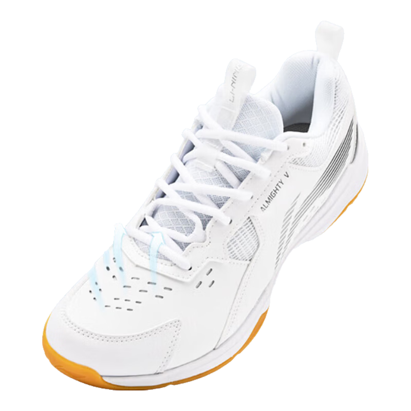Li-Ning Badminton Shoes All-Round King V Unisex Shock-Absorbing Training Shoes Standard White AYTT001-5 White Size 39