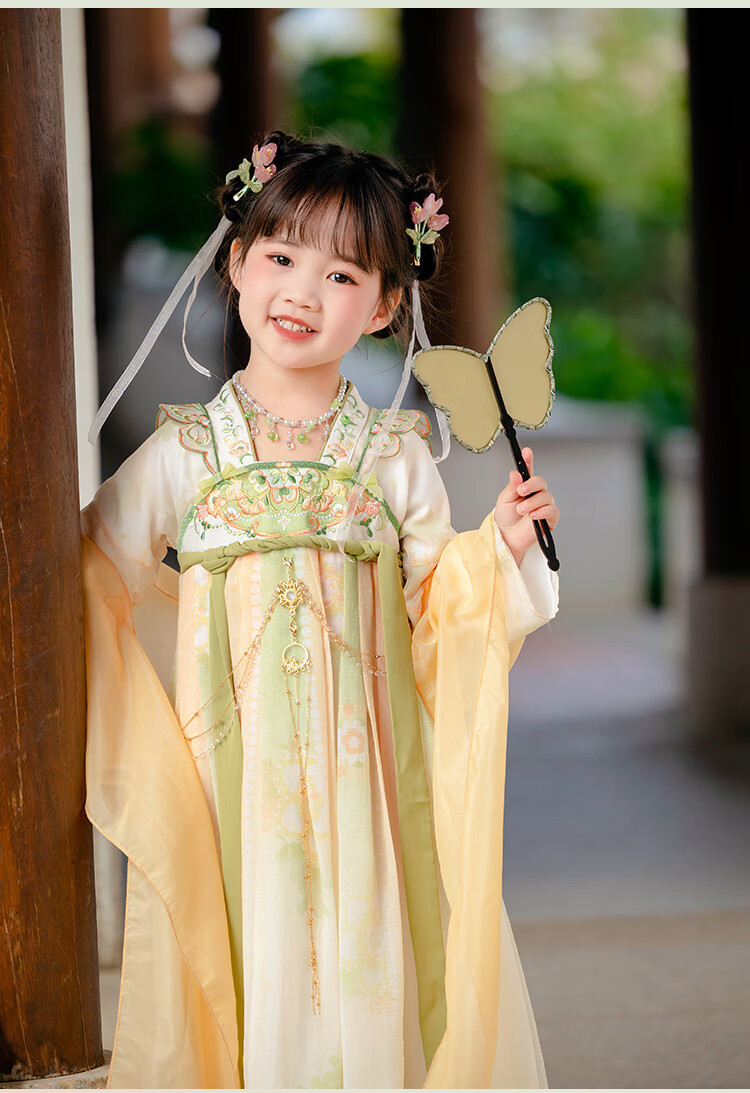 Menghu Qinglai Girls' Spring And Autumn Ancient Style Ethereal Ru Skirt, Oriental Minimalist Luxury Style, Light Green (Without Waist Chain), Size 100 25